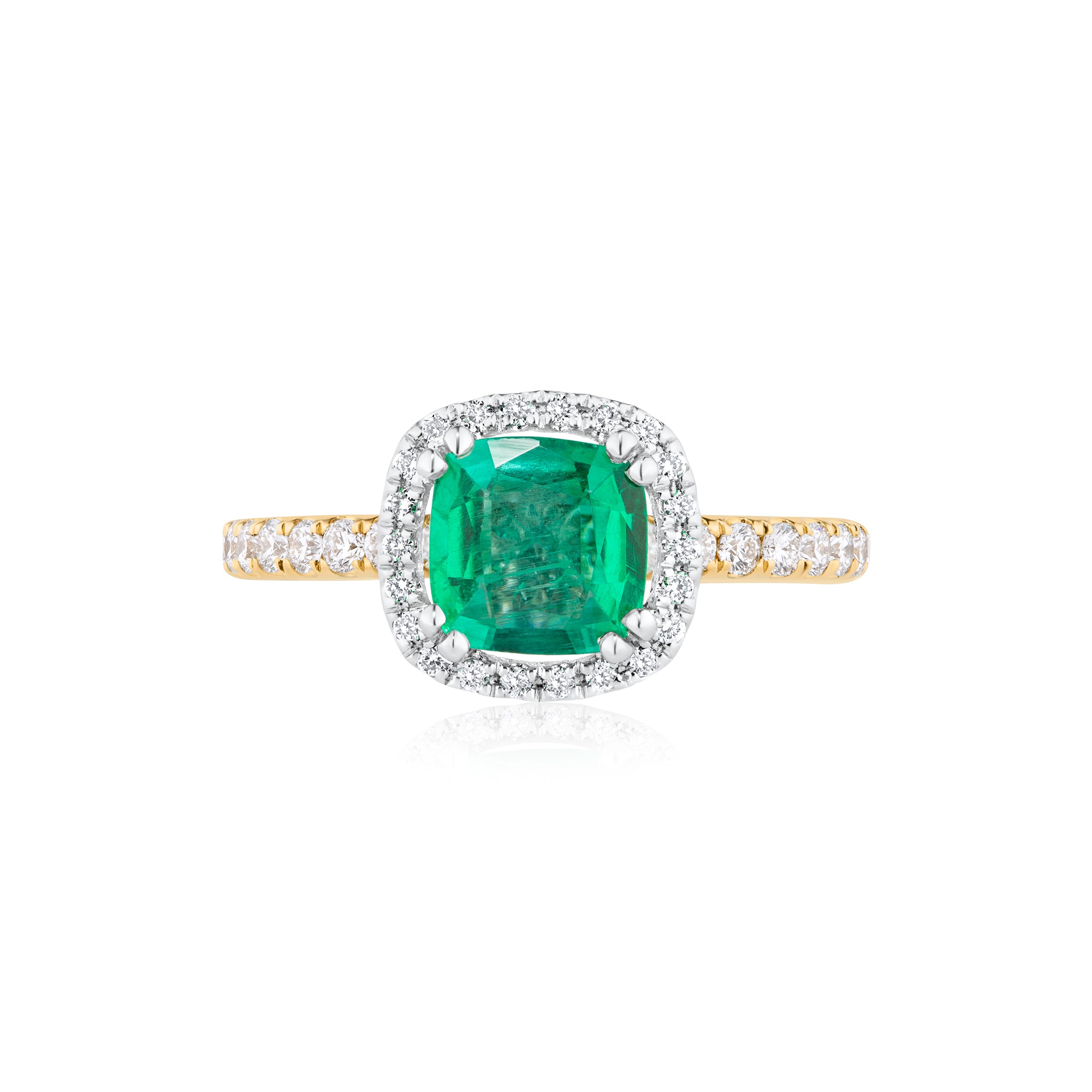 0.94ct Emerald & Diamond Halo Ring